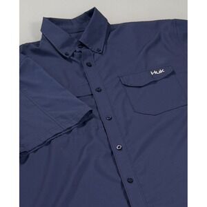 HUK Performance Outdoor Shirt Mens L Navy Blue Button Down 2020 DadCore
